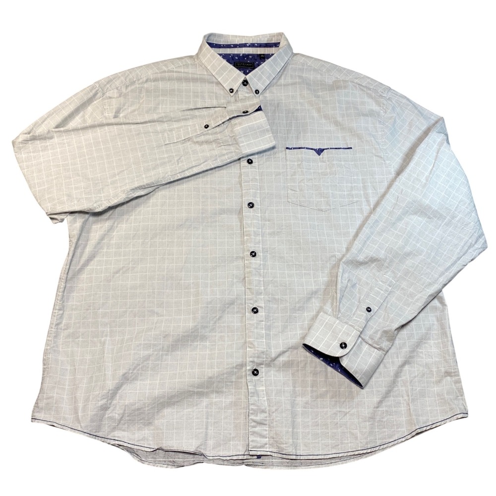 7 Diamonds Long Sleeve Button Down Shirt Men's M White Flip Cuff 7Diamonds Fit